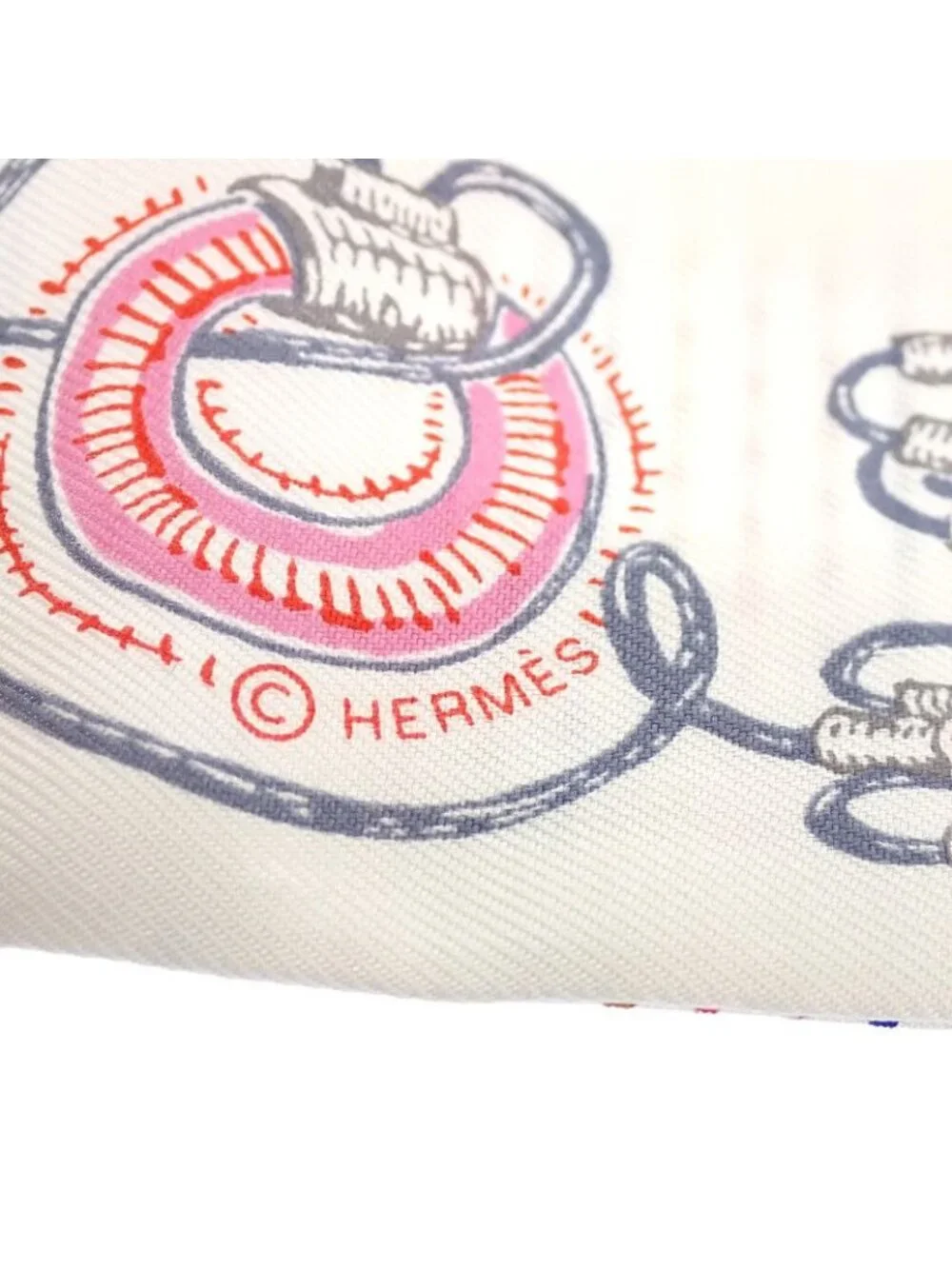 ★SOLD★ Hermes Twilly Pointier Chevaloscope Neon 04 Logo Scarf Silk White Rose - Picture 8 of 11